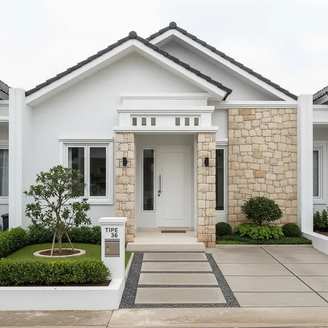 Inspirasi Fasad Rumah Tipe 36 dengan Material Campuran