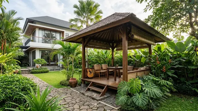 Gazebo Minimalis Bergaya Tropis
