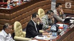 Raker RDP dengan Menteri Perhubungan, Menteri PUPR, Kepala BMKG, Kepala Basarnas, dan Kakorlantas Polri Agenda membahas mengenai evaluasi pelaksanaan infrastruktur dan transportasi pada mudik lebaran Tahun 2023. (Liputan6.com/Faizal Fanani)