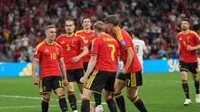 Pemain Belgia, Leandro Trossard, merayakan gol pertama timnya dalam pertandingan Grup G Piala Dunia 2026 melawan Selandia Baru di Vancouver, British Columbia, Sabtu (27/6/2026). (AP Photo/Abbie Parr)