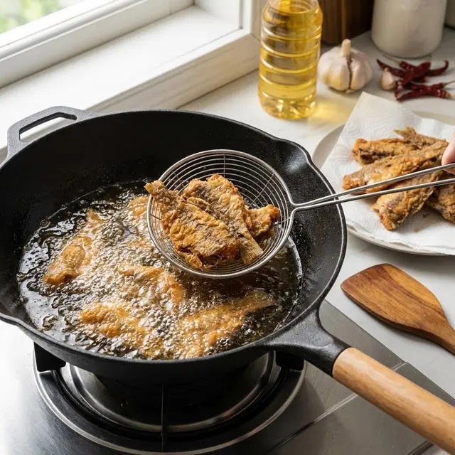 Goreng Ikan Asin hingga Garing