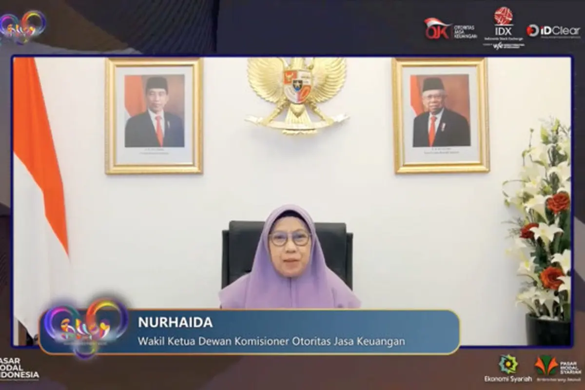 Wakil Ketua Dewan Komisioner OJK Nurhaida memberikan sambutan pada acara sharia investment week, Kamis (11/11/2021) (Dok: tangkapan layar/Pipit I.R)