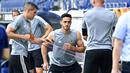 Pemain Wolverhampton Wanderers, Leonardo Campana, saat latihan jelang laga  perempat final Liga Europa di Duisburg, Jerman, Senin (10/8/2020). Wolverhampton akan berhadapan dengan Sevillla. (Ina Fassbender/Pool Photo via AP)