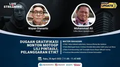 Liputan6 Update Rabu, 20 April 2022 pukul 11.00 WIB menyajikan laporan dari segala penjuru dengan tema Dugaan Gratifikasi Nonton MotoGP Lili Pintauli, Pelanggaran Etik?

Laporan Langsung
- Polisi Tahan Kekasih Indra Kenz, Vanessa Khong dan Ayahnya...