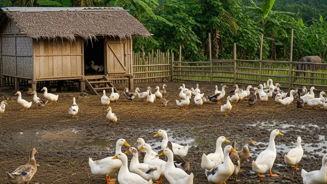 Ilustrasi Peternakan Bebek.