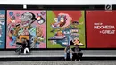 Suasana di pameran street art atau yang biasa di kenal dengan sebutan Mural karya senimanYogyakarta yang bertajuk INDONESIA IS GREAT di museum Galeri Nasional, Jakarta, Sabtu (22/7). (Liputan6.com/Helmi Afandi)
