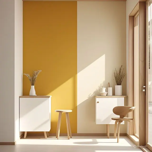 Inspirasi Cat Rumah Dua Warna Minimalis Mustard dan Cream