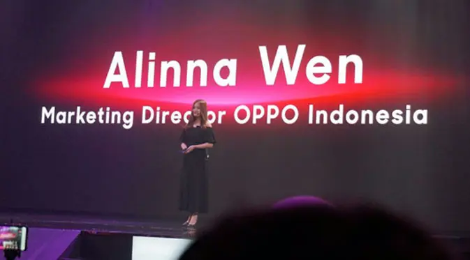 Marketing Director Oppo Indonesia Alinna Wen saat peluncuran Oppo Find X. Liputan6.com/ Agustin Setyo Wardani.