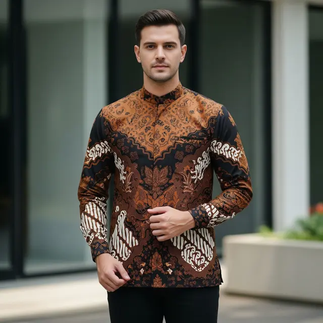 Model Baju Batik Lurik Pria yang Memukau (Image by Gemini AI)