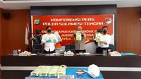 Konferensi pers pengungkapan penyelundupan 15 kg sabu-sabu asal Malaysia yang digagalkan aparat Polda Sulteng, Senin (12/6/2023). (Foto: Heri Susanto/ Liputan6.com).