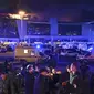 Lokasi penembakan massal dan pembakaran di tempat konser band Picnic, Crocus City Hall, di Moskow, Rusia. (AP/Dmitry Serebryakov)