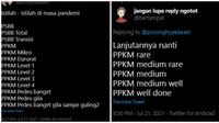 Curahatan netizen soal PPKM darurat hingga PPKM level 4, kocak! (Sumber: Twitter/