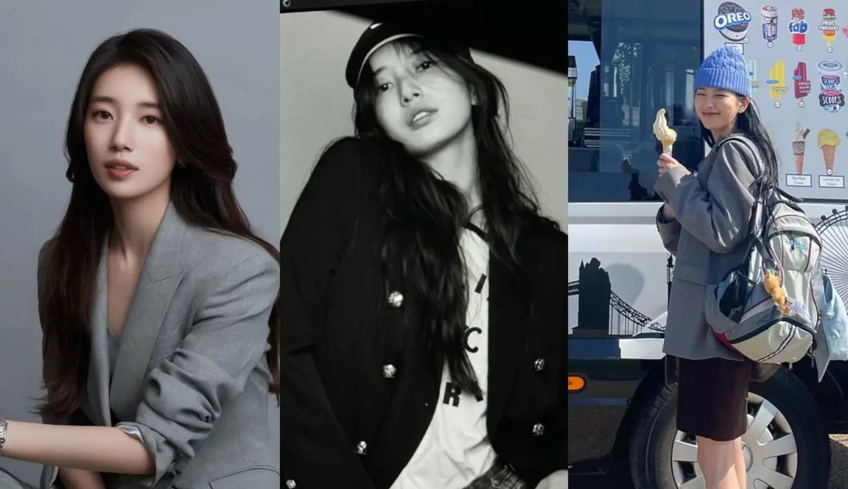 Dikenal dengan gayanya yang feminin elegan, Bae Suzy punya sisi boyish saat mengenakan oversized blazer. OOTD-nya bisa jadi inspirasi untuk baju ngantor hingga hangout [@skuukzky]