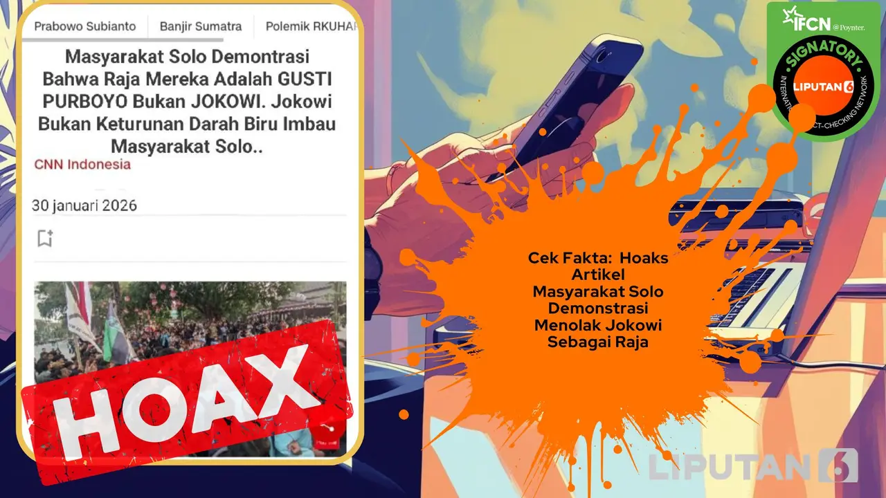 Cek fakta artikel masyarakat Solo menolak Jokowi sebagai raja