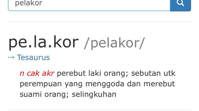 Kata Pelakor masuk KBBI