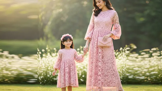 Dress Brokat Lengan Balon