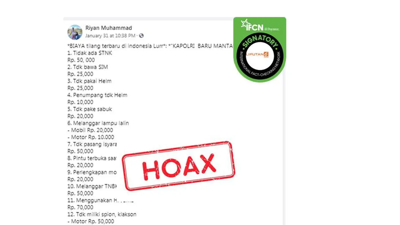 Cek fakta biaya tilang terbaru dari Polri