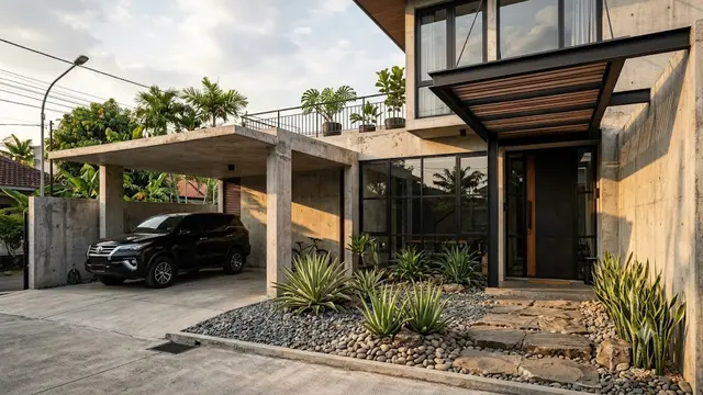 Carport dan Taman Kering