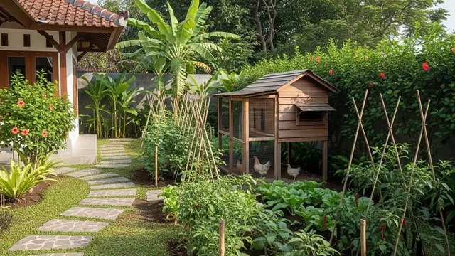 9 Desain Halaman Rumah Kombinasi Kebun dan Kandang Ayam, Solusi Urban Farming Estetik