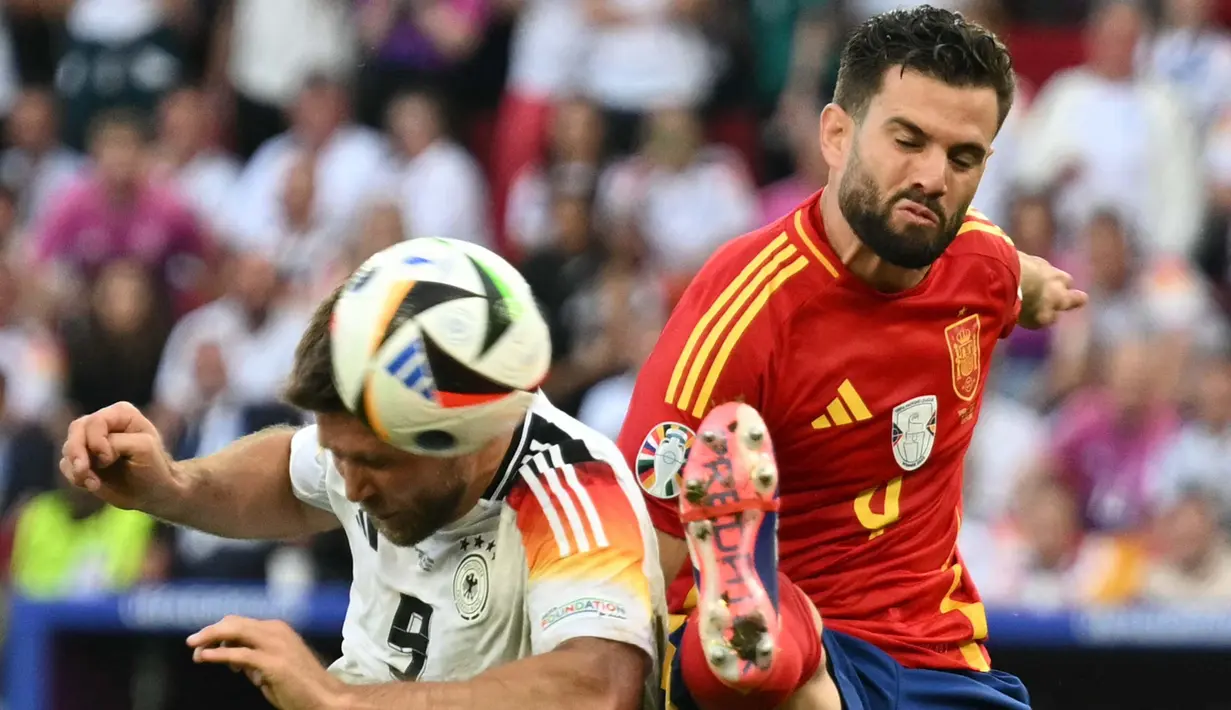 Jerman berhasil menyamakan kedudukan pada menit ke-89 lewat aksi Florian Wirtz. (Fabrice COFFRINI/AFP)