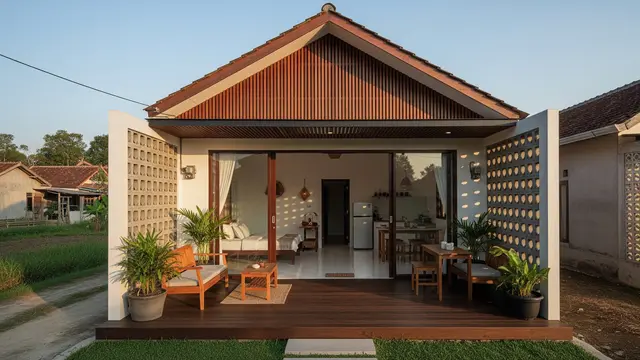 Desain Rumah Tropis Modern dengan Teras Depan Luas