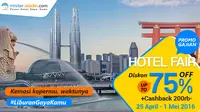 Hingga tanggal 1 Mei nanti, Mister Aladin memberikan diskon hingga 75% untuk semua koleksi hotel dalam dan luar negeri