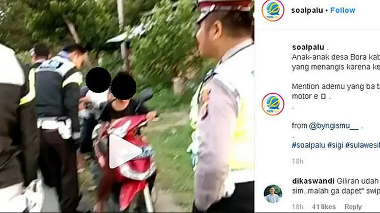 Screenshot video bocah ditilang polisi