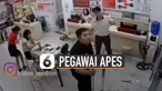Kejadian apes dialami oleh seorang pegawai toko ini. Ketika menutup pintu kaca, tiba-tiba kaca pecah.