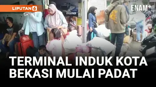VIDEO: Pemudik Tujuan Sumatera di Terminal Induk Kota Bekasi Mulai Padat