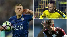 Berikut ini Jamie Vardy dan lima striker yang masuk dalam daftar incaran Liverpool pada bursa transfer musim panas 2017 mendatang. (AFP)