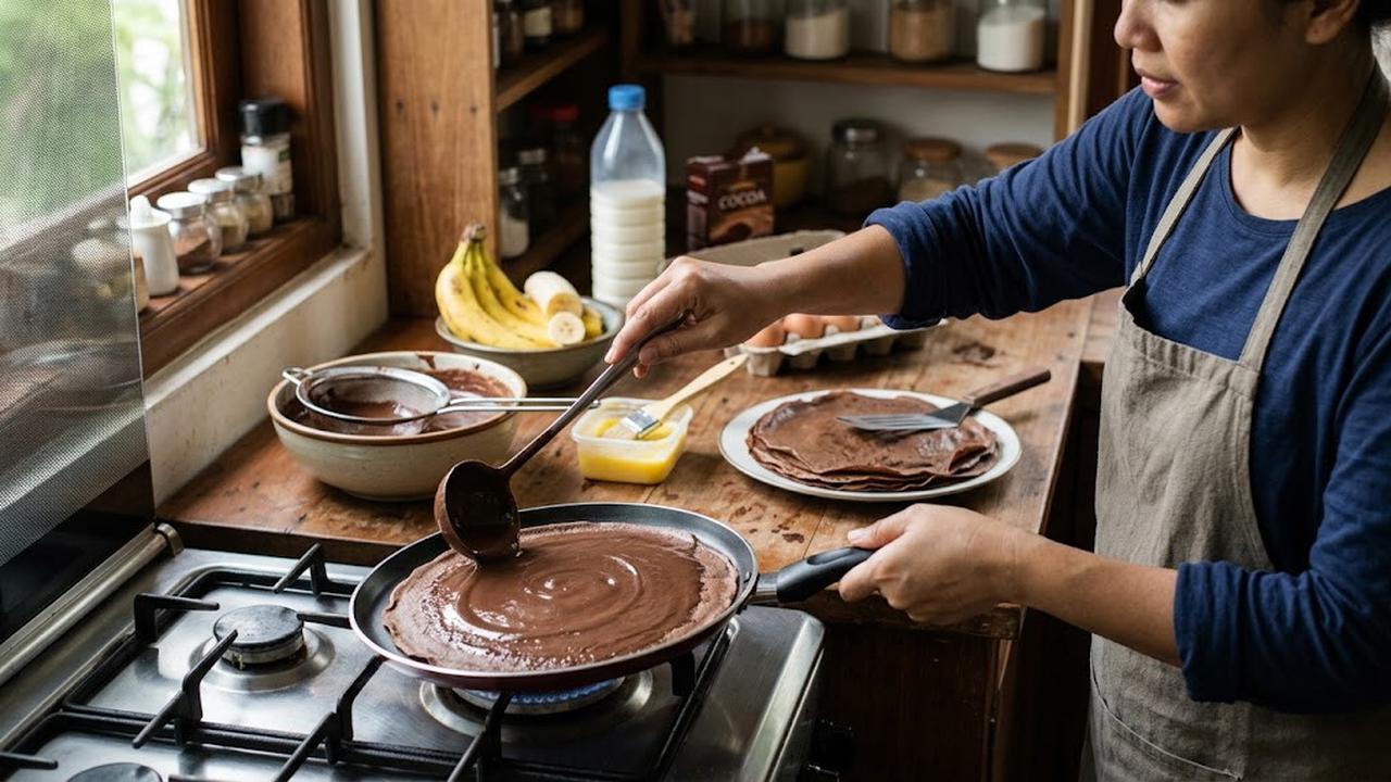 Cara Membuat Dadar Gulung Pisang Coklat