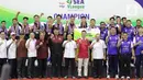 Laga timnas voli putra Indonesia melawan Thailand berjalan sengit sejak set pertama. (Liputan6.com/Helmi Fithriansyah)