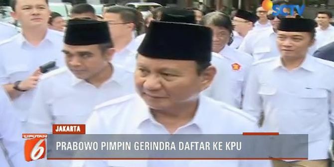 Gaya Prabowo Daftarkan Gerindra Sebagai Peserta Pemilu 2019 ke KPU
