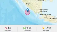 Gempa Magnitudo 5,6 mengguncang wilayah Enggano Bengkulu, Jumat (6/9/2024), pukul 08.06.36 WIB. (Liputan6.com/ Dok BMKG)