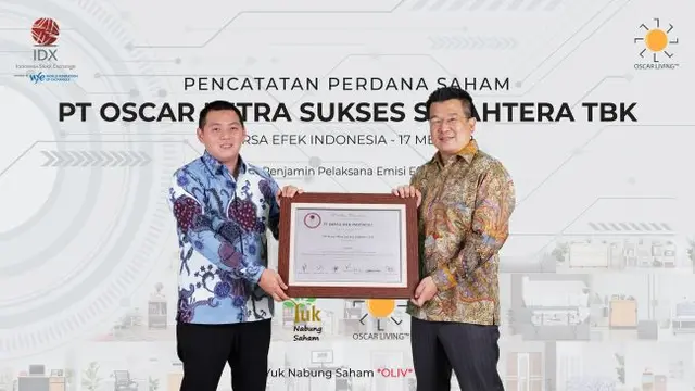 Pencatatan perdana saham PT Oscar Mitra Sukses Sejahtera Tbk (OLIV) pada Selasa (17/5/2022) (Dok: BEI)