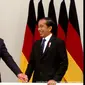 Presiden Joko Widodo atau Jokowi menyambut kunjungan kenegaraan Presiden Republik Federal Jerman Frank-Walter Steinmeier di Istana Kepresidenan Bogor Jawa Barat, Kamis (16/6/2022).