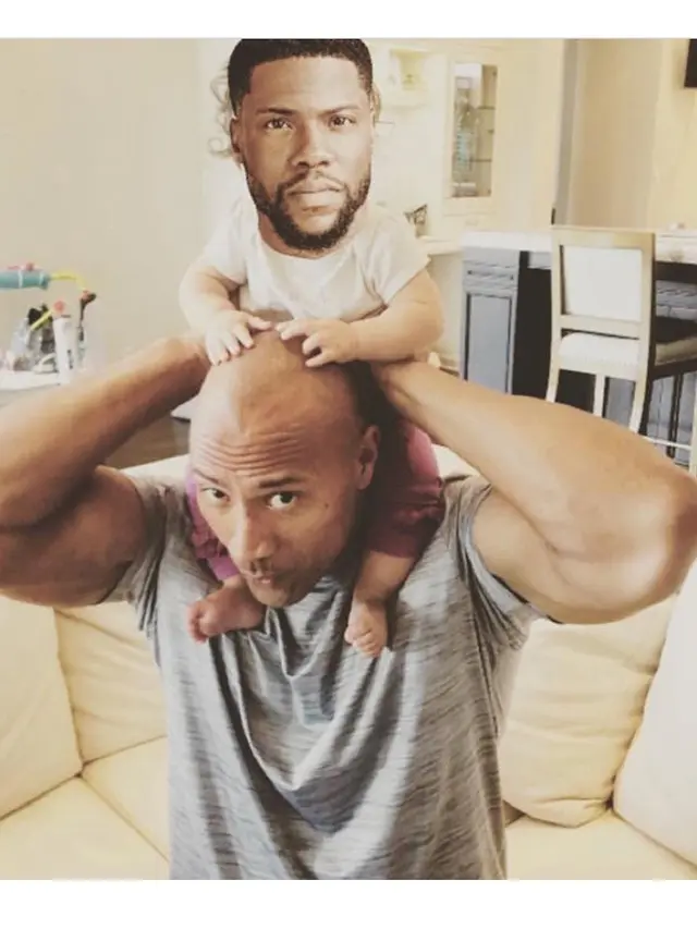 Editan Foto Kevin Hart Jadi Bayi The Rock ini Kocak Banget