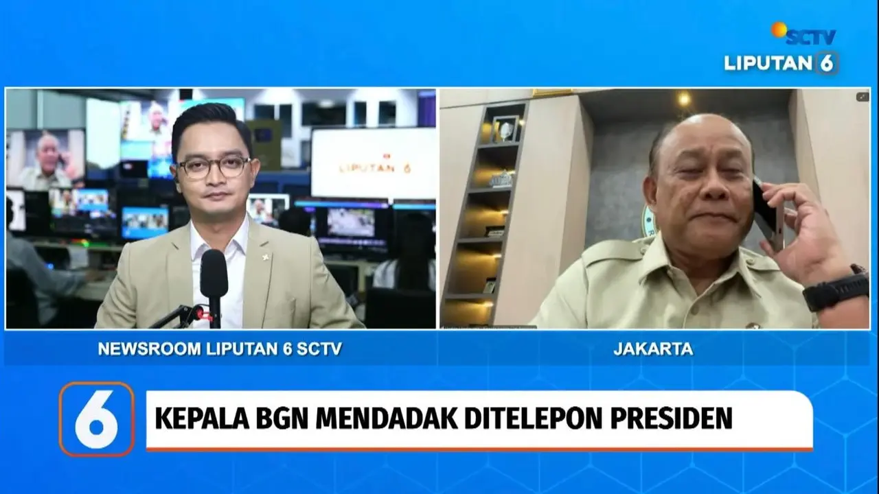 Wawancara Kepala Badan Gizi Nasional (BGN) Dadan Hindayana dengan SCTV dalam program Liputan6 Talks.