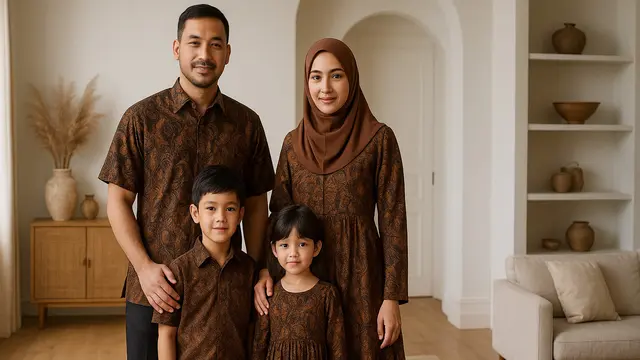 7 Ide Gamis Seragam Sekeluarga dengan 2 Anak, Kompak dan Elegan untuk Momen Spesial