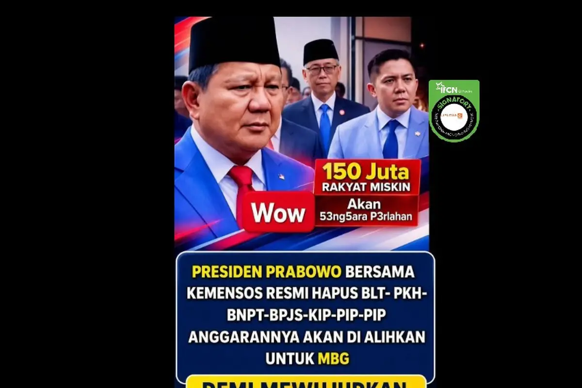 Cek Fakta Liputan6.com mendapati klaim Presiden Prabowo bersama Kemensos resmi menghapus BLT-PKH dan anggarannya dialihkan ke MBG