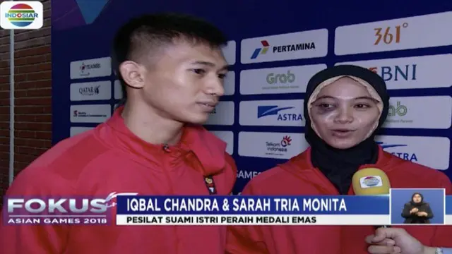 Pasangan suami istri yang juga atlet pencak silat, Iqbal Chandra Pratama dan Sarah Tria Monita kawinkan dua medali emas untuk Indonesia.