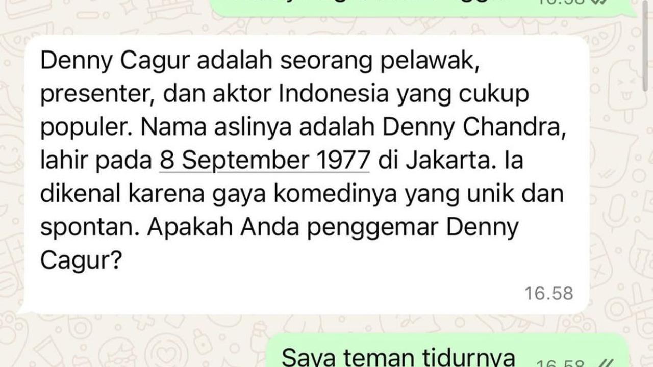 Meta AI Jawab Istri Denny Cagur, Responsnya Bikin Emosi dan Heboh di Medsos