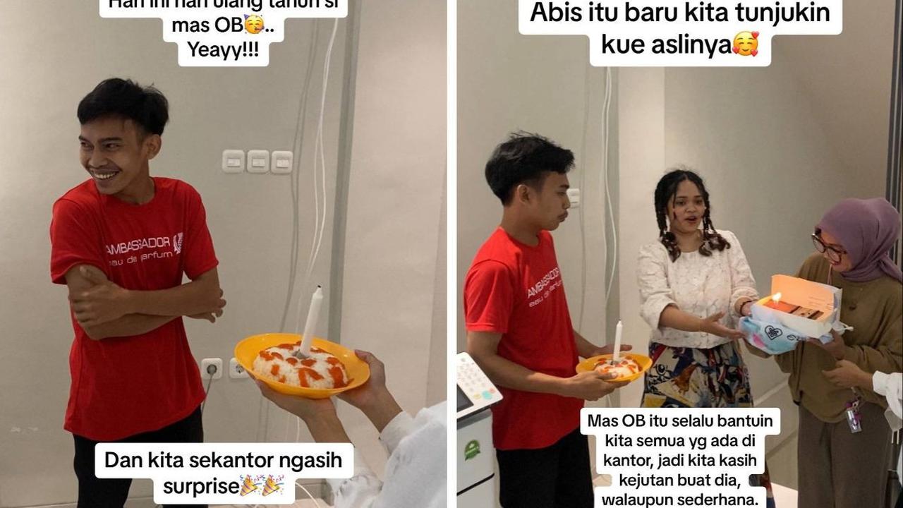 Sempat Dibuat Panik karena Melakukan Kesalahan, Momen OB Dapat Kejutan Ultah dari Para Karyawan Kantor Ini Bikin Haru