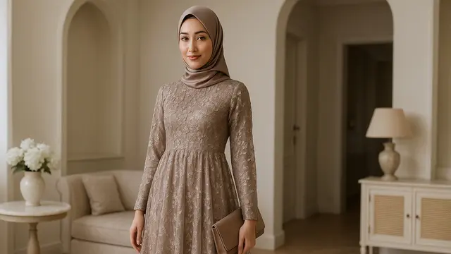 10 Rekomendasi Gamis Motif untuk Tampil Mewah dan Elegan, Cocok untuk Acara Spesial