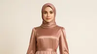 Model Long Dress Muslim Satin Silk yang Lagi Tren (AI)