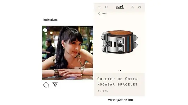Gelang dari merek Hermes milik Lucinta Luna ini ditaksir dengan harga Rp 20,1 juta.