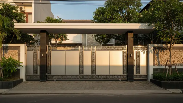 Model Pintu Gerbang Depan Rumah Minimalis Desain Stainless Steel