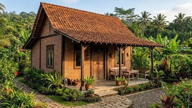 Rumah Bata Ekspos Gaya Kampung (AI Generated)