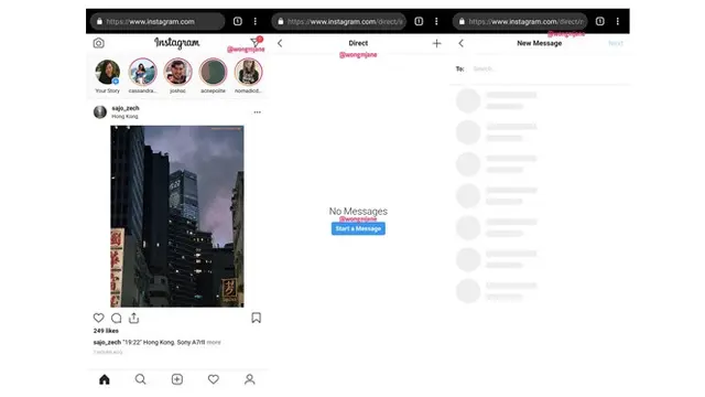 Fitur DM di Instagram versi Web
