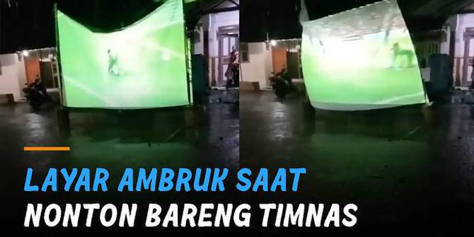 VIDEO: Layar Ambruk Saat Nonton Bareng Timnas di Piala AFF